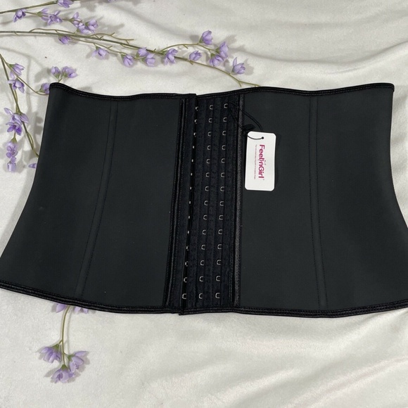 NEW FeelinGirl [ 3XL ] Latex Boned Slim Down Waist Trainer in‎ Black - Picture 2 of 10